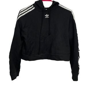 Adidas Black Cropped Hoodie Sweatshirt